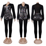 Sexy Sequin Patchwork Long Sleeve Jumpsuit NY-2539