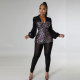 Sexy Sequin Patchwork Long Sleeve Jumpsuit NY-2539