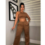 Solid Cami Top And Pants Two Piece Sets NM-8525