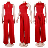 Solid Sleeveless Bodysuit+Wide Leg Pants 2 Piece Sets FSXF-328