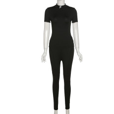 Slim Fit Short Sleeve And Pants Two Piece Set XEF-K21S12756