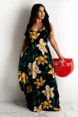 Plus Size Floral Print Sling Maxi Dress ONY-6013