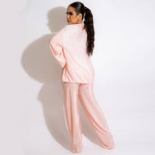 Solid Bra Top+Long Sleeve Shirt+Pants 3 Piece Sets SH-390377