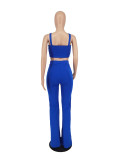 Plus Size Solid Cami Top+Coat+Pants 3 Piece Sets ZDF-31229