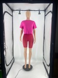 Solid T Shirt Mesh Shorts Two Piece Sets DDF-88163