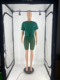 Solid T Shirt Mesh Shorts Two Piece Sets DDF-88163