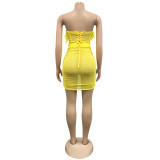 Sexy Mesh Feather Tube Top Mini Skirt 2 Piece Sets BY-5903