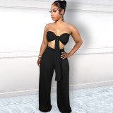 Sexy Wrap Chest Two Piece Pants Sets TE-4468