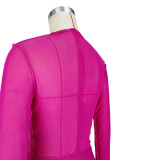 Sexy Mesh See Through Long Sleeve Jumpsuit+Split Skirt 2 Piece Sets ASL-6596