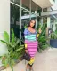Sexy Striped Backless Long Sleeve Slim Maxi Dress WSM-5330