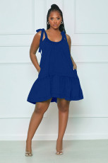 Plus Size Solid Sleeveless Strap Mini Dress CQ-190
