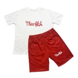 Plus Size Casual Printed T Shirt And Shorts 2 Piece Sets SHD-9396