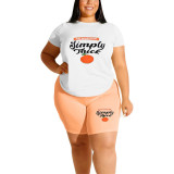 Plus Size Casual Printed T Shirt And Shorts 2 Piece Sets SHD-9396