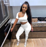 Sexy One Shoulder Irregular 2 Piece Pants Sets YIBF-60184