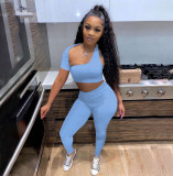 Sexy One Shoulder Irregular 2 Piece Pants Sets YIBF-60184
