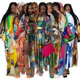 Casual Printed Long Cloak Coat (Without Belt) NNWF-10173