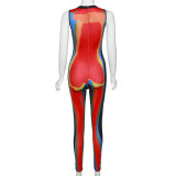Fashion Print Sleeveless Tight Jumpsuits  XEF-K22Q14923