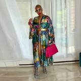 Casual Printed Long Cloak Coat (Without Belt) NNWF-10173