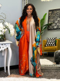 Casual Printed Long Cloak Coat (Without Belt) NNWF-10173