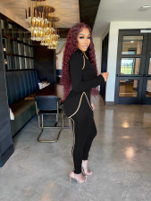 Casual Long Sleeve Zipper 2 Piece Pants Sets JRF-3705