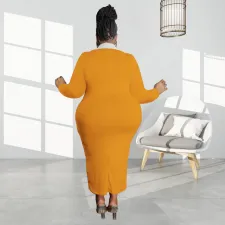 Plus Size Long Sleeve Maxi Dresses OSIF-22517