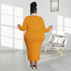 Plus Size Long Sleeve Maxi Dresses OSIF-22517