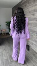 Solid Flare Sleeve V Neck Long Sleeve Jumpsuit YS-S826