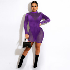 Sexy Mesh Patchwork Long Sleeve Romper SH-390396