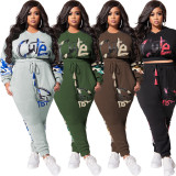 Plus Size Letter Camo Print Two Piece Pants Sets OSIF-22512