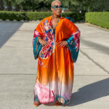 Casual Printed Long Cloak Coat (Without Belt)YF-10173