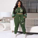 Plus Size Letter Camo Print Two Piece Pants Sets OSIF-22512