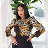 Casual Printed Long Sleeve Shirt Top WSM-5331
