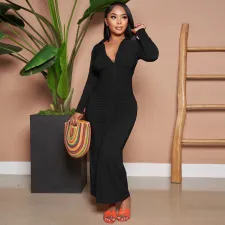Solid Color Ruched Maxi Dress GLF-10112