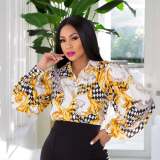 Casual Printed Long Sleeve Shirt Top WSM-5331