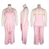 Plus Size Ruffled Halter Jumpsuit (Without Belt)ME-6074