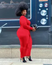 Plus Size Sexy One Shoulder Long Sleeve Maxi Dress ME-6103