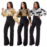 Casual Printed Long Sleeve Shirt Top WSM-5331