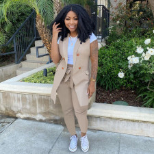 Plus Size Blazer Waistcoat And Pants 2 Piece Sets YIM-272