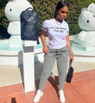 Letter Print T Shirt And Pants Two Piece Sets OY-6380