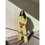 Solid Loose Long Sleeve Shirt And Pants 2 Piece Sets ASL-6590