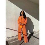 Solid Loose Long Sleeve Shirt And Pants 2 Piece Sets ASL-6590