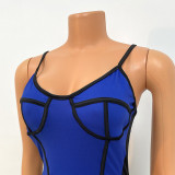 Fashion Sexy Color Block Sling Tight Jumpsuit GOSD-OS6346