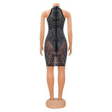 Sexy Nightclub Mesh Hot Diamond Tassel Dress GOSD-OS6791