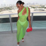 Sexy Slant Shoulder Hollow Maxi Dress(Without Bra Panties) GOSD-OS6638