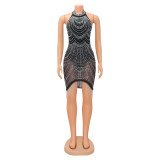 Sexy Nightclub Mesh Hot Diamond Tassel Dress GOSD-OS6791