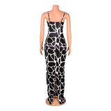 Fashion Sexy Print Sling Split Long Dress GOSD-OS6245