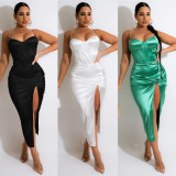 Fashion Sexy Sling Solid Color Midi Dress GOSD-OS6728