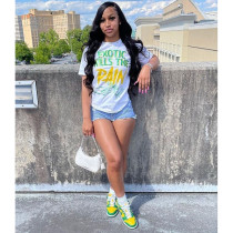 Casual Letter Print Short Sleeve T-Shirt GOSD-OS6186