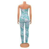 Fashion Print Jumpsuit Shawl Two Piece Set GOSD-OS6783