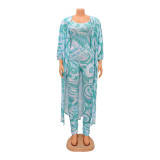 Fashion Print Jumpsuit Shawl Two Piece Set GOSD-OS6783